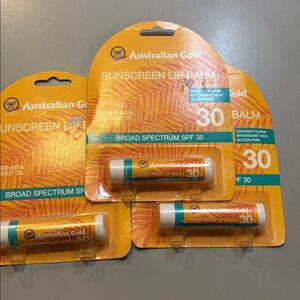Australian Gold Sunscreen Lip Balm coconut SPF 30  lot of 3 NWT!